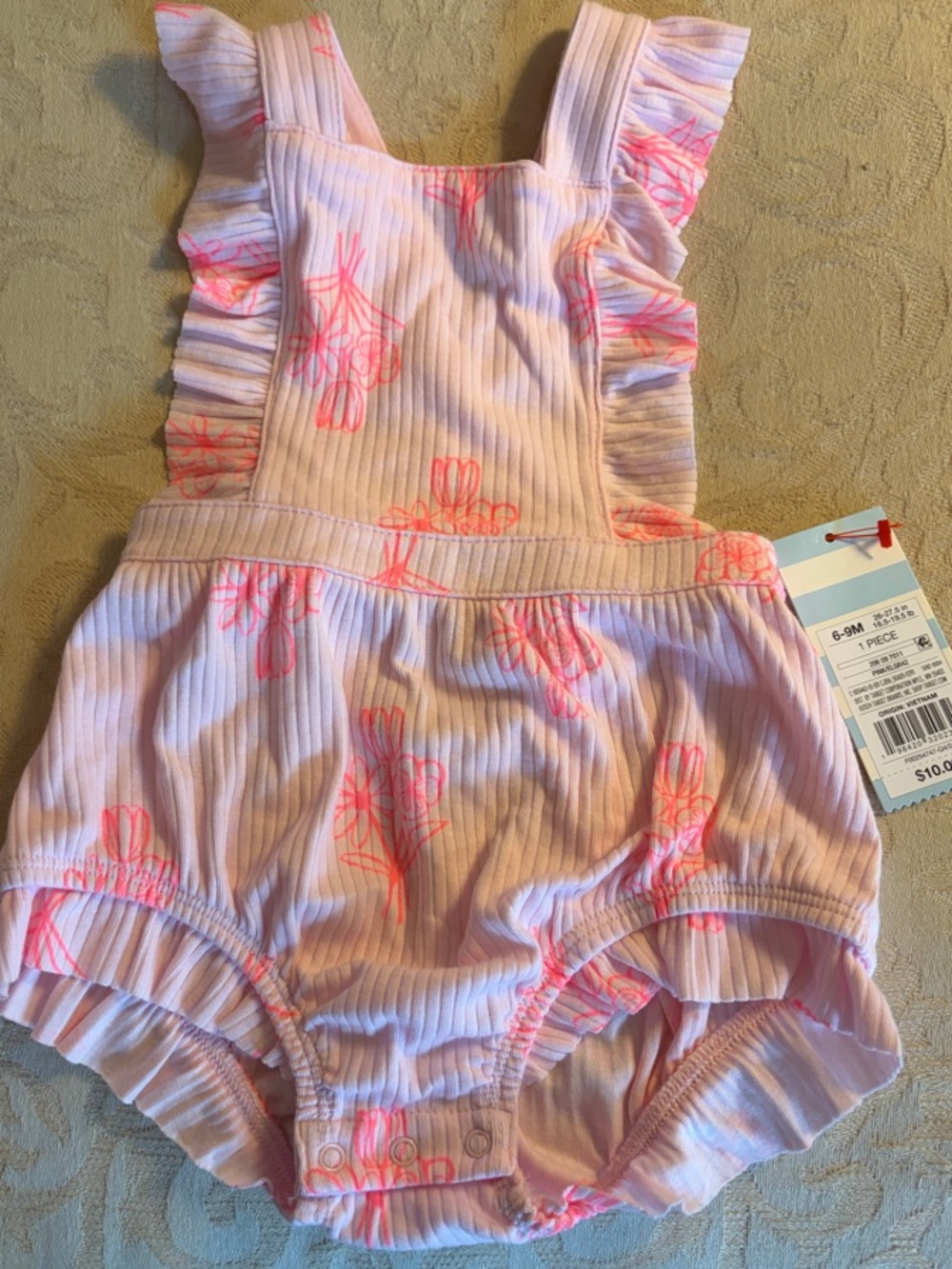 Pink Floral Ruffle Baby Romper